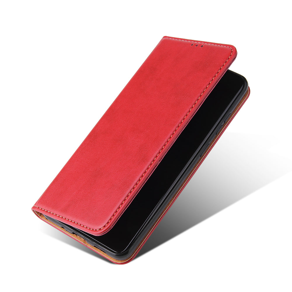 Textured Leather Wallet Stand Flip Phone Case Protection Shell for Samsung Galaxy S20 4G/S20 5G - Red