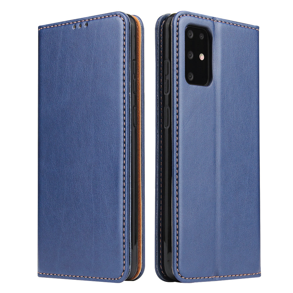 Textured Leather Wallet Stand Flip Phone Case Protection Shell for Samsung Galaxy S20 4G/S20 5G - Blue