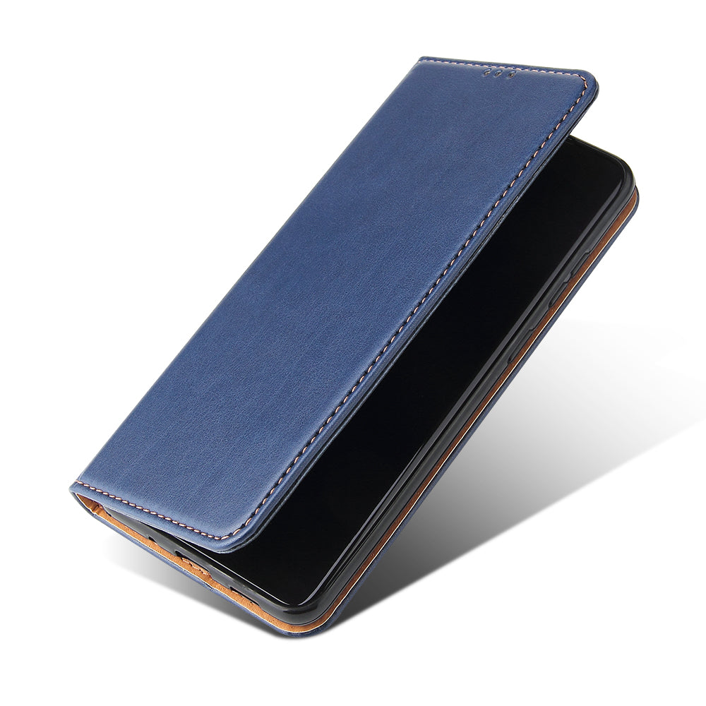 Textured Leather Wallet Stand Flip Phone Case Protection Shell for Samsung Galaxy S20 4G/S20 5G - Blue