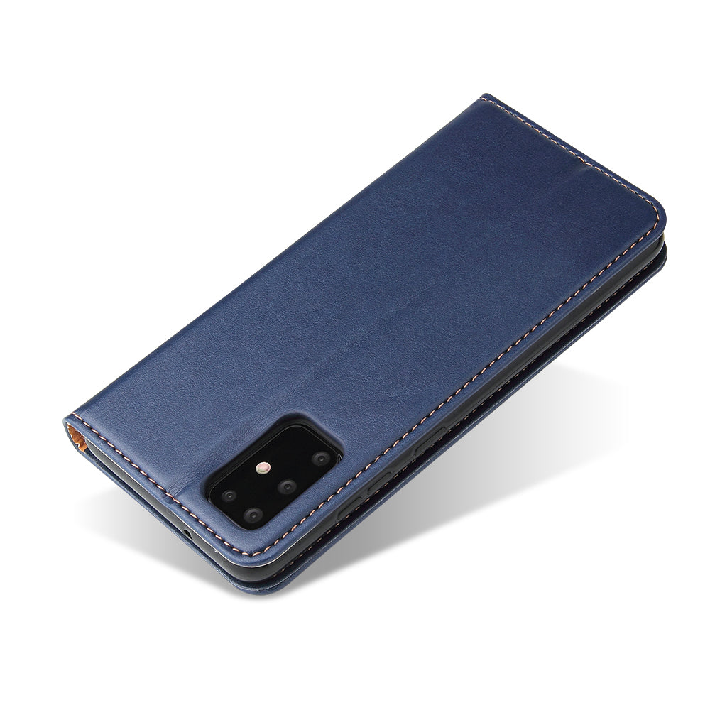 Textured Leather Wallet Stand Flip Phone Case Protection Shell for Samsung Galaxy S20 4G/S20 5G - Blue