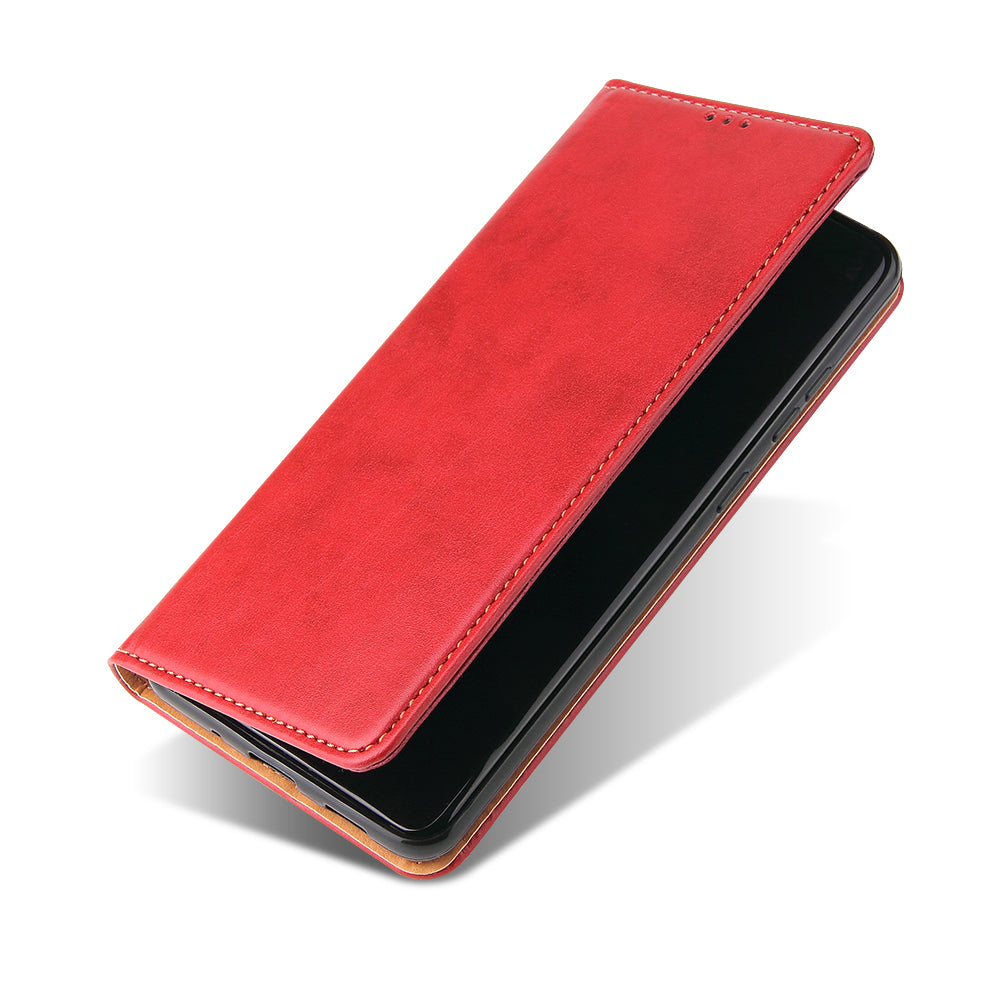 Textured Leather Wallet Stand Protection Case Shell for Samsung Galaxy S20 Ultra - Red