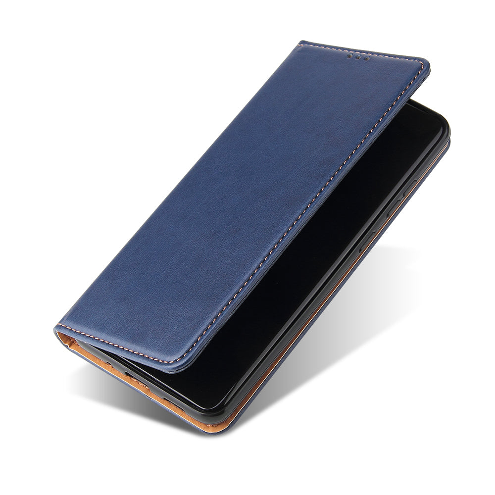 Textured Leather Wallet Stand Protection Case Shell for Samsung Galaxy S20 Ultra - Blue