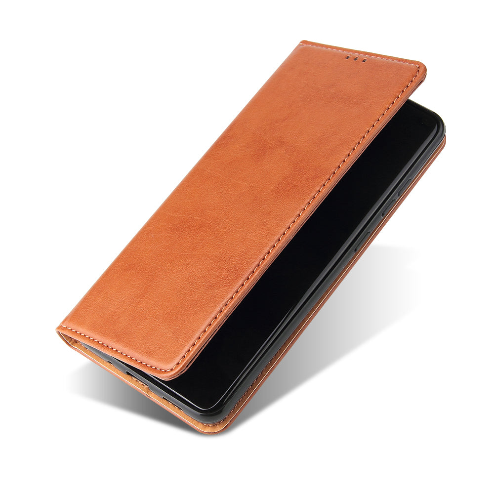 Textured Leather Wallet Stand Protection Case Shell for Samsung Galaxy S20 Ultra - Brown