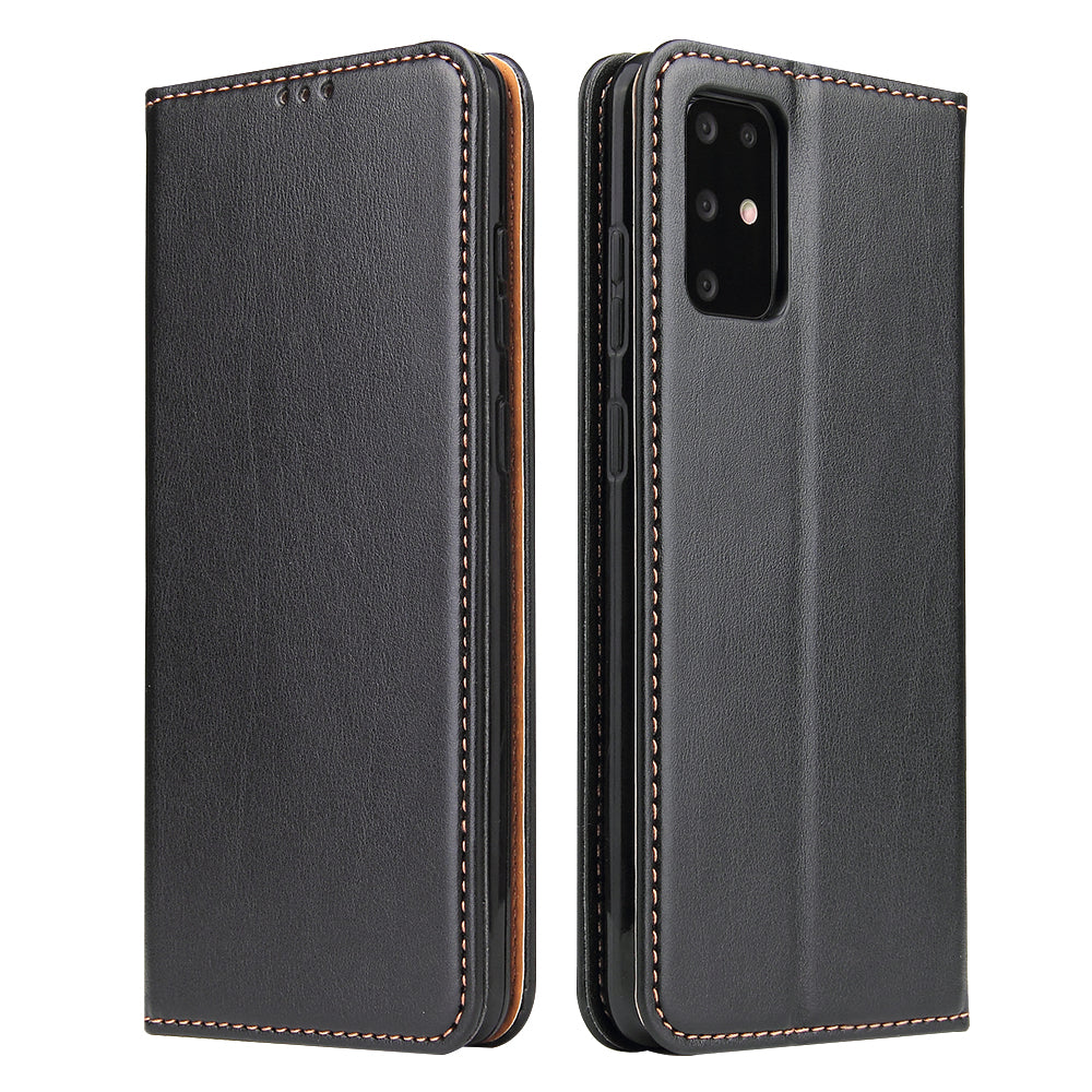 Textured Leather Wallet Stand Phone Case Protection Shell for Samsung Galaxy S20 Plus / S20 Plus 5G - Black