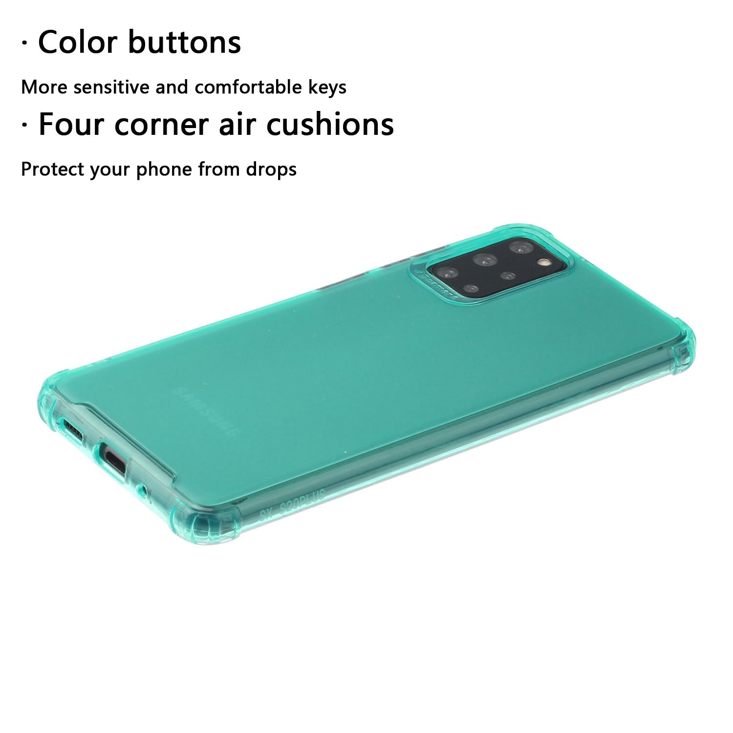 Soft Drop-proof Matte TPU Phone Case for Samsung Galaxy S20 Plus - Cyan