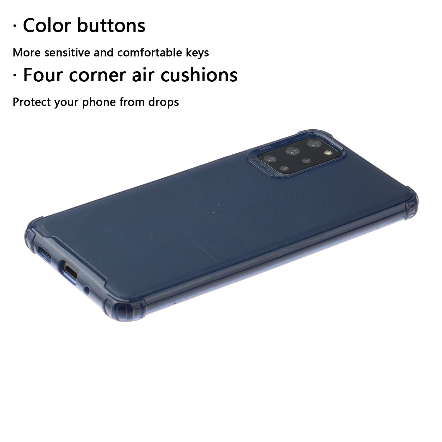 Soft Drop-proof Matte TPU Phone Case for Samsung Galaxy S20 Plus - Dark Blue