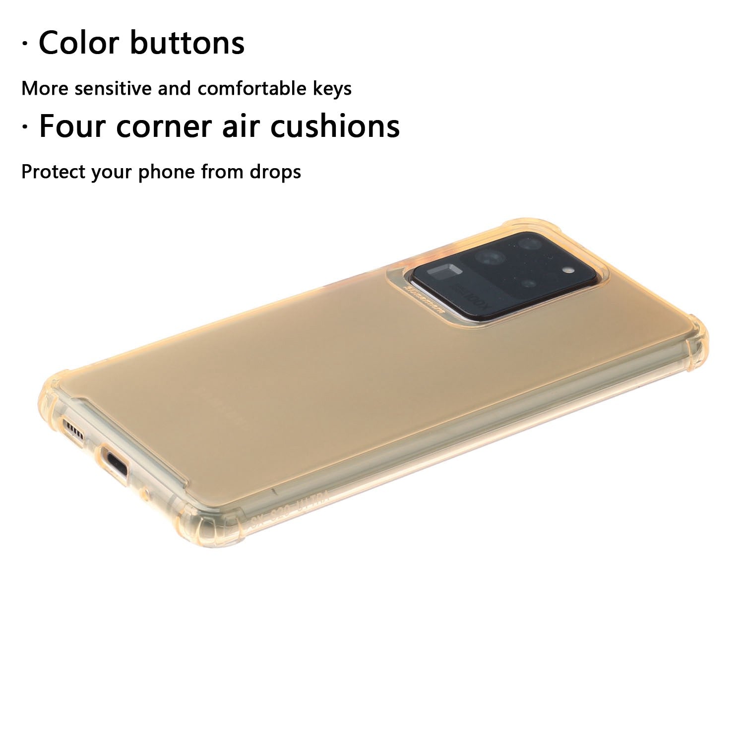 Drop-proof Matte TPU Phone Case for Samsung Galaxy S20 Ultra - Yellow