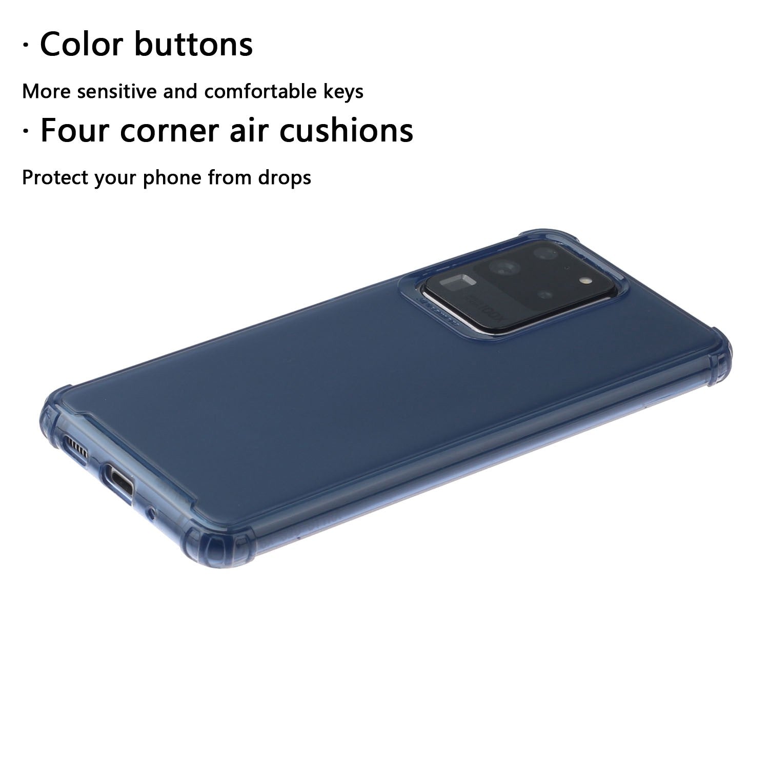 Drop-proof Matte TPU Phone Case for Samsung Galaxy S20 Ultra - Dark Blue