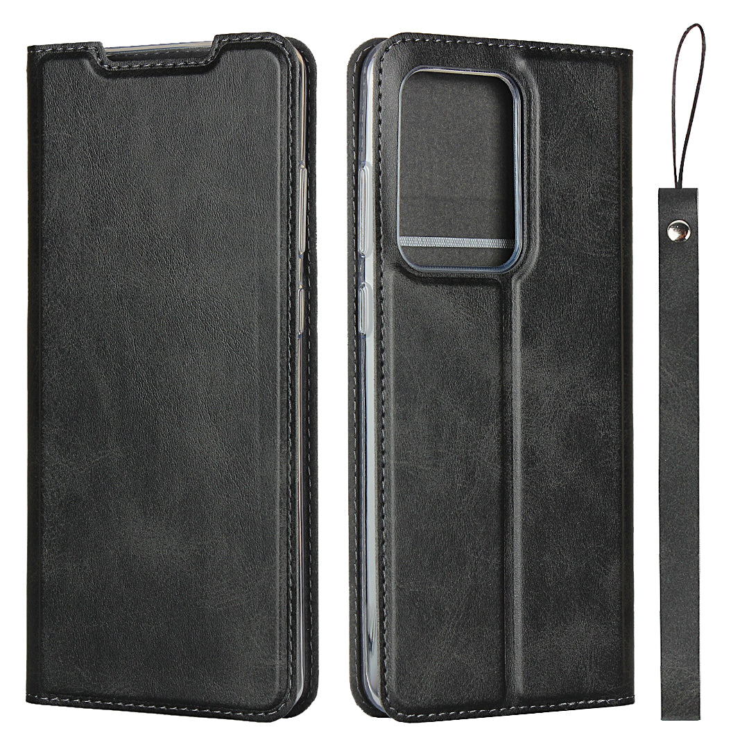 Leather Stand Case with Card Slot for Samsung Galaxy S20 Ultra - Black