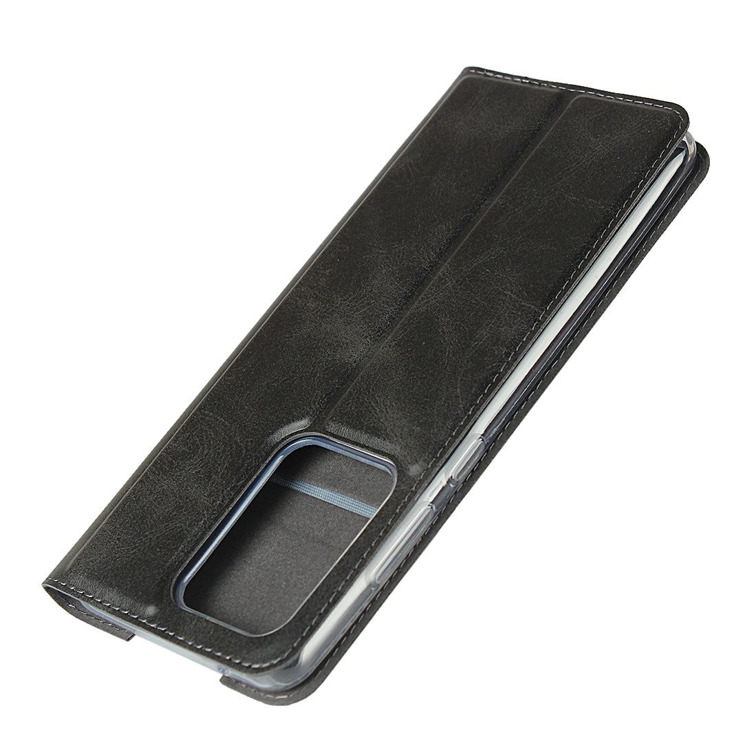 Leather Stand Case with Card Slot for Samsung Galaxy S20 Ultra - Black