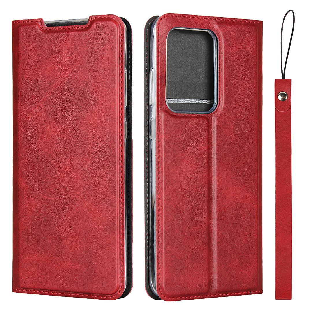 Leather Stand Case with Card Slot for Samsung Galaxy S20 Ultra - Red