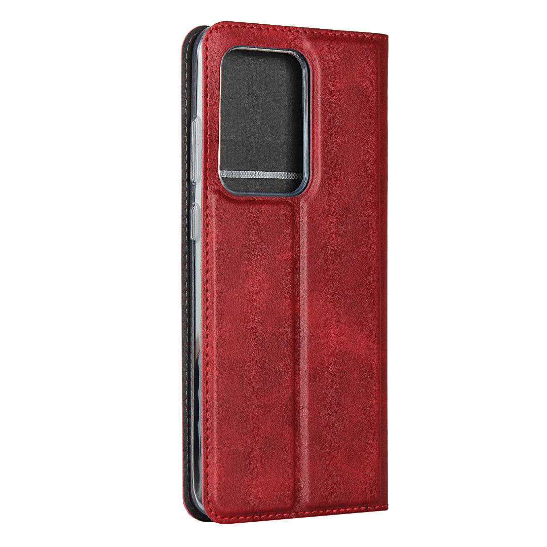 Leather Stand Case with Card Slot for Samsung Galaxy S20 Ultra - Red