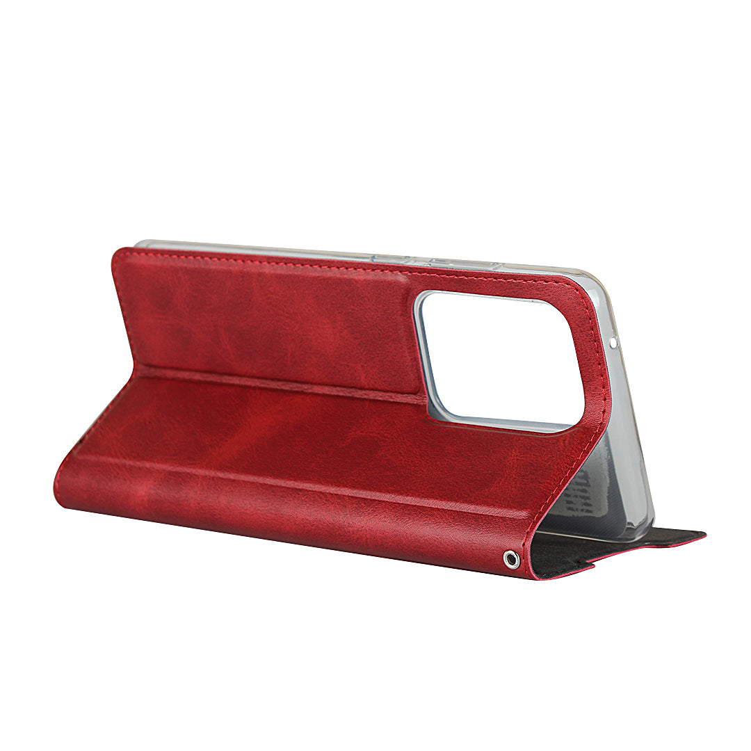 Leather Stand Case with Card Slot for Samsung Galaxy S20 Ultra - Red