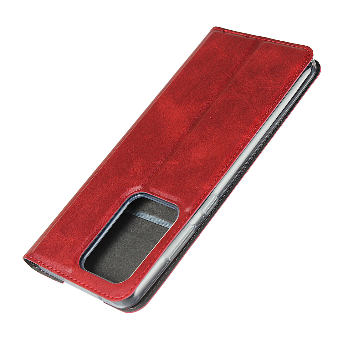 Leather Stand Case with Card Slot for Samsung Galaxy S20 Ultra - Red