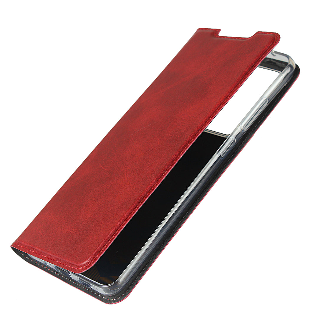 Leather Stand Case with Card Slot for Samsung Galaxy S20 Ultra - Red