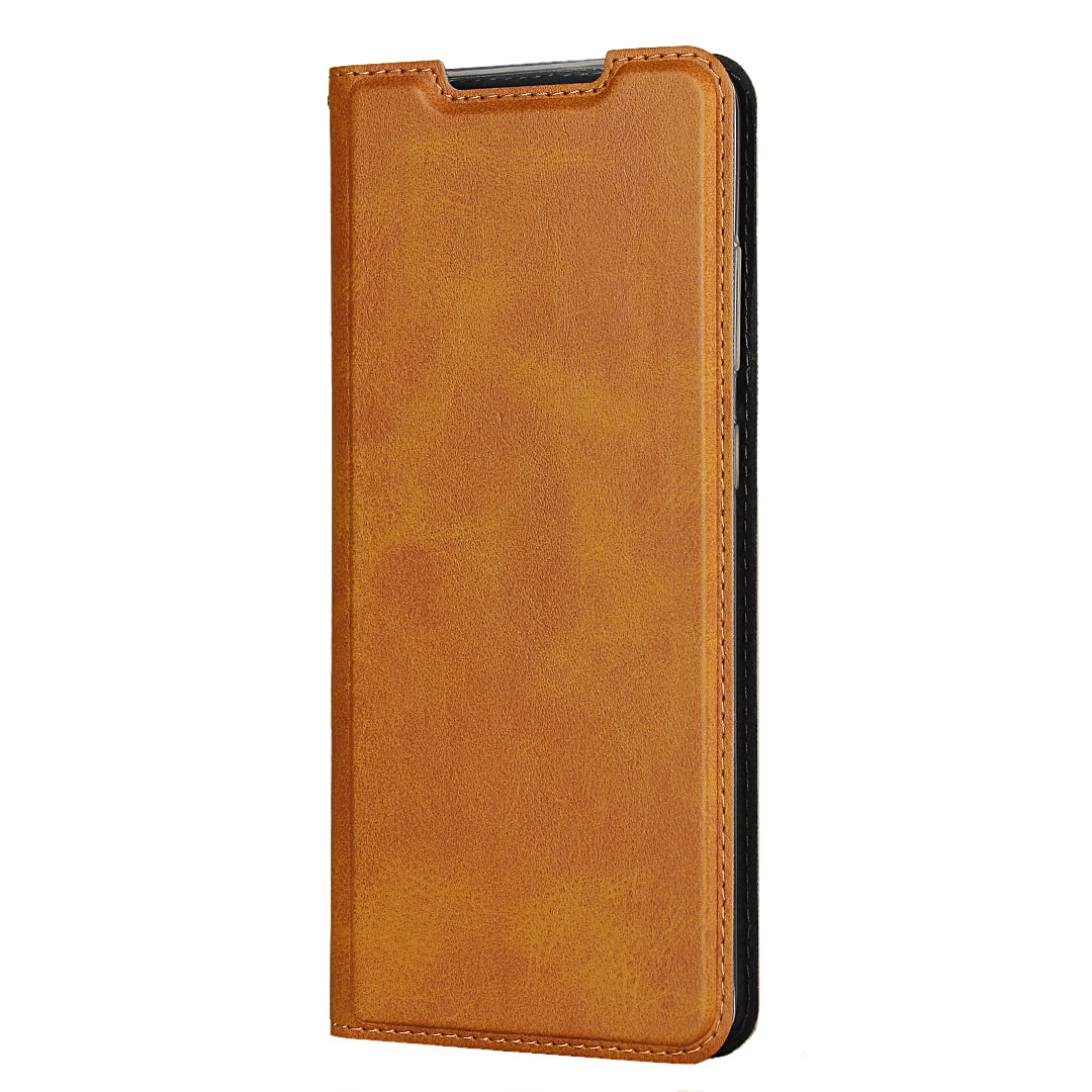 Leather Stand Case with Card Slot for Samsung Galaxy S20 Ultra - Brown