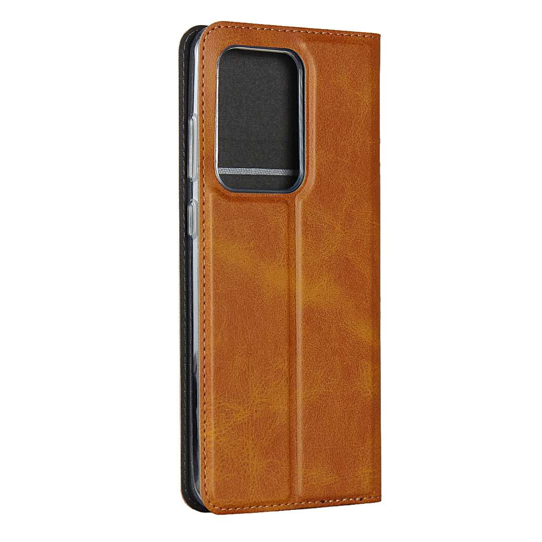 Leather Stand Case with Card Slot for Samsung Galaxy S20 Ultra - Brown