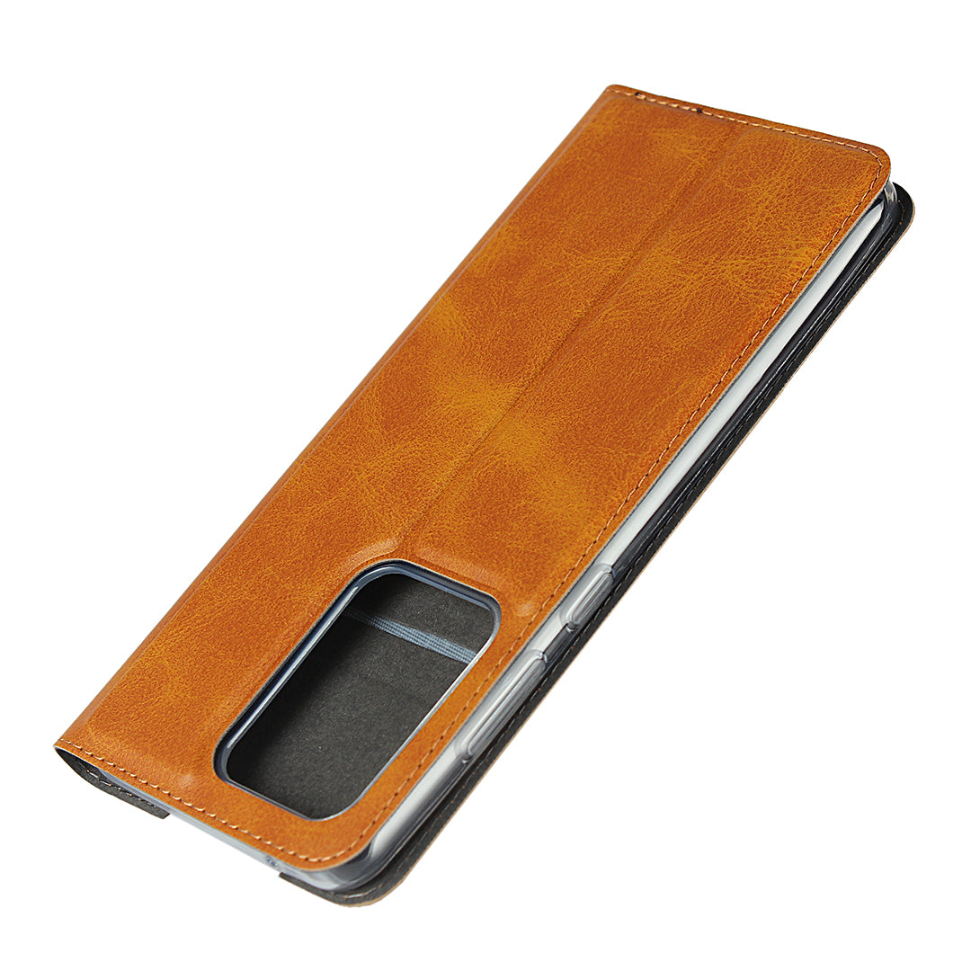 Leather Stand Case with Card Slot for Samsung Galaxy S20 Ultra - Brown