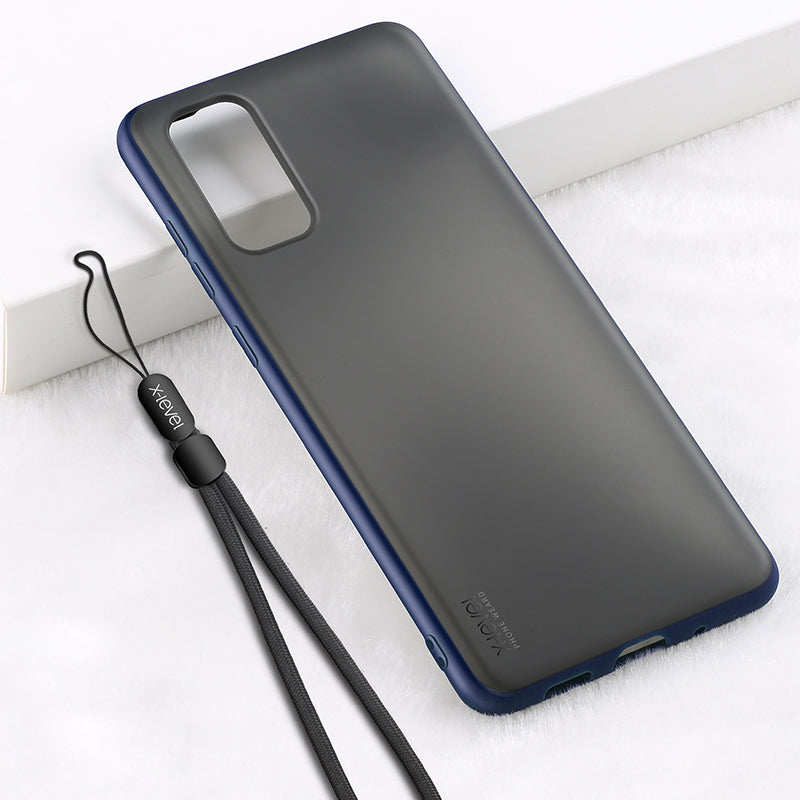 X-LEVEL Matte Texture TPU + Plastic Hybrid Cover with Lanyard for Samsung Galaxy S20 4G/S20 5G - Blue