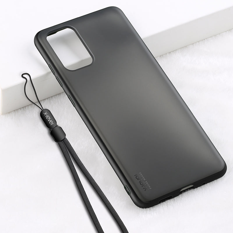 X-LEVEL Matte TPU + Plastic Hybrid Case with Lanyard for Samsung Galaxy S20 Plus/S20 Plus 5G - Black