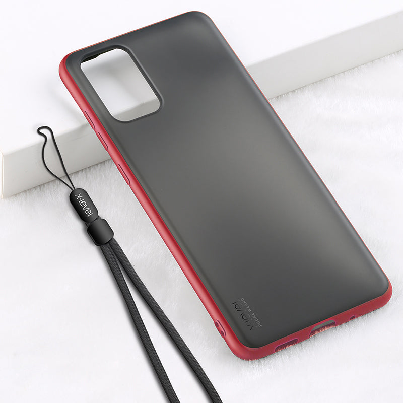 X-LEVEL Matte TPU + Plastic Hybrid Case with Lanyard for Samsung Galaxy S20 Plus/S20 Plus 5G - Red