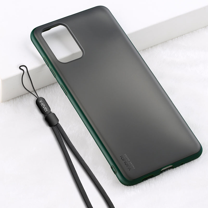 X-LEVEL Matte TPU + Plastic Hybrid Case with Lanyard for Samsung Galaxy S20 Plus/S20 Plus 5G - Green