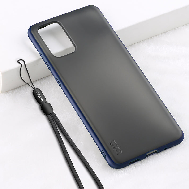 X-LEVEL Matte TPU + Plastic Hybrid Case with Lanyard for Samsung Galaxy S20 Plus/S20 Plus 5G - Blue