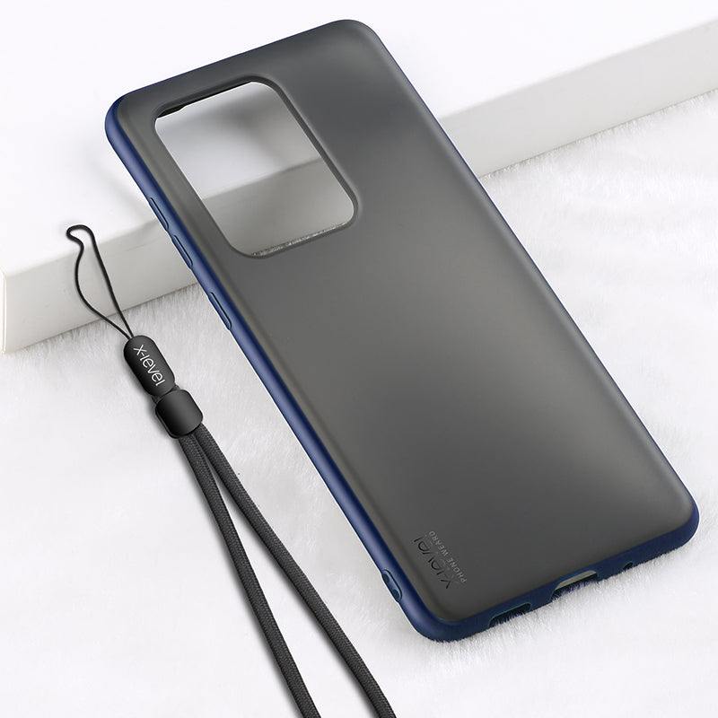 X-LEVEL Matte TPU + Plastic Combo Case with Lanyard for Samsung Galaxy S20 Ultra - Blue