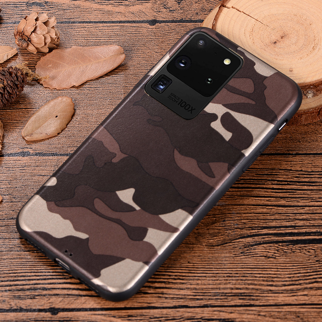 Camouflage Pattern TPU Back Case for Samsung Galaxy S20 Ultra - Brown