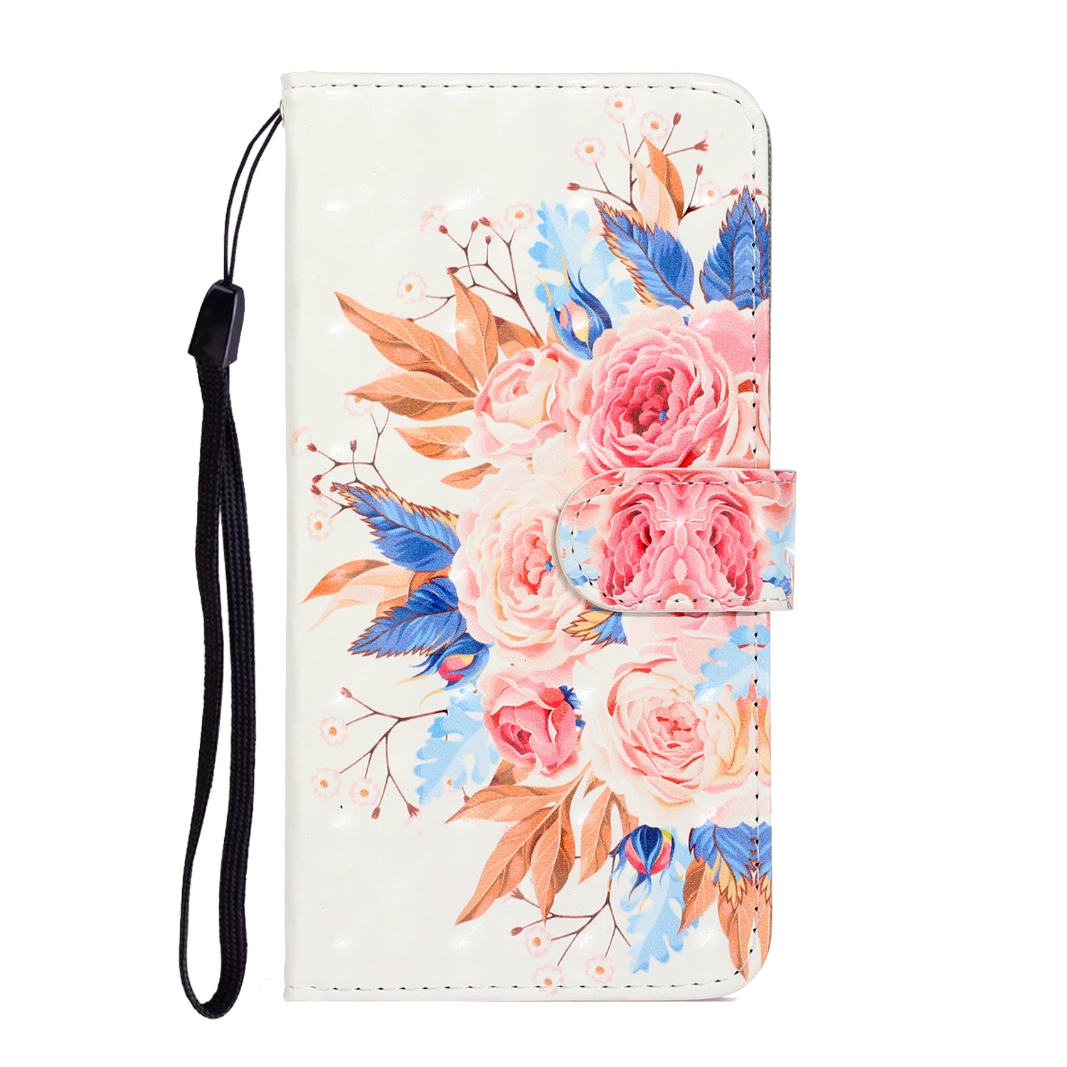 Light Spot Decor Patterned PU Leather Wallet Case Phone Covering for Samsung Galaxy S20 Ultra - Flowers Bloom