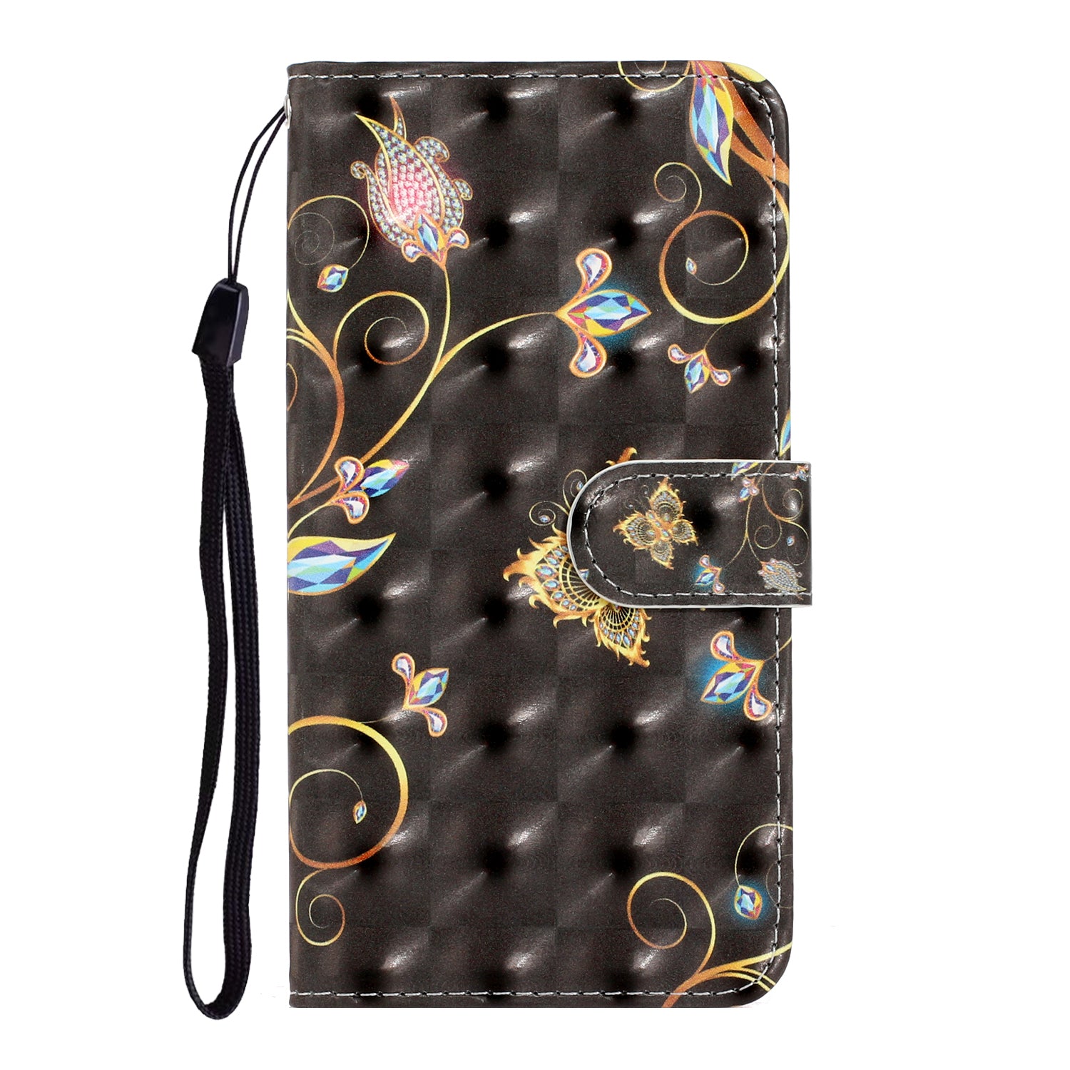 Light Spot Decor Patterned PU Leather Wallet Case Phone Covering for Samsung Galaxy S20 Ultra - Crystal Flower