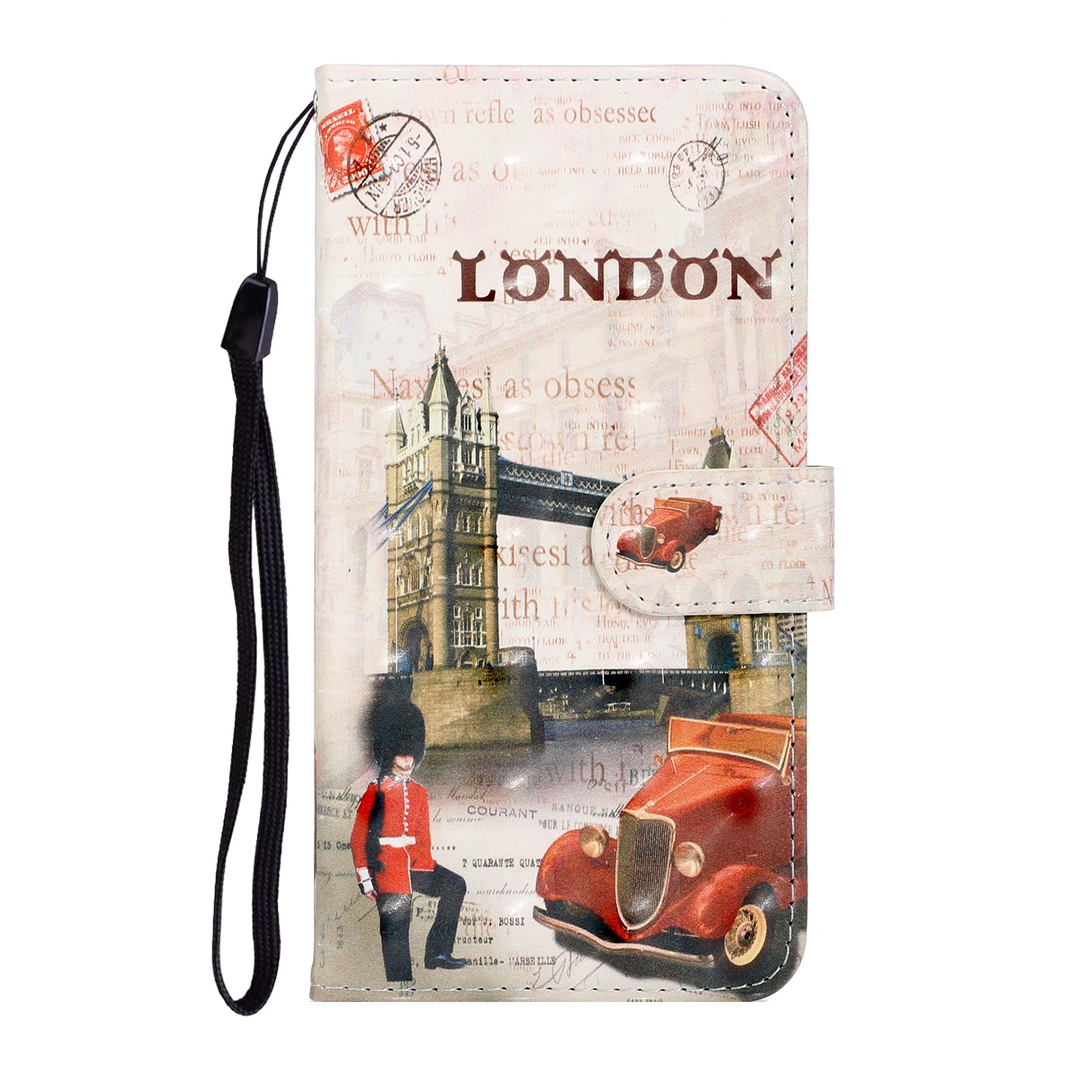 Light Spot Decor Patterned PU Leather Wallet Case Phone Covering for Samsung Galaxy S20 Ultra - London Element