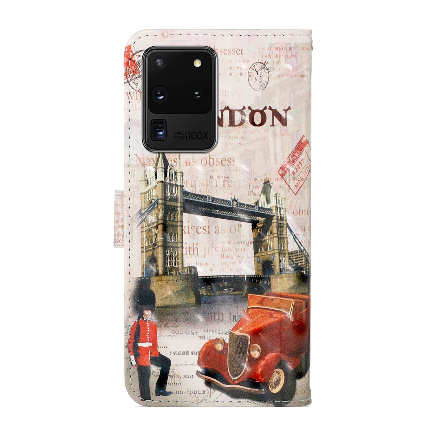 Light Spot Decor Patterned PU Leather Wallet Case Phone Covering for Samsung Galaxy S20 Ultra - London Element