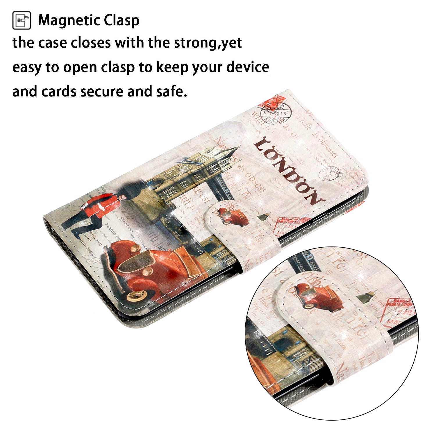 Light Spot Decor Patterned PU Leather Wallet Case Phone Covering for Samsung Galaxy S20 Ultra - London Element