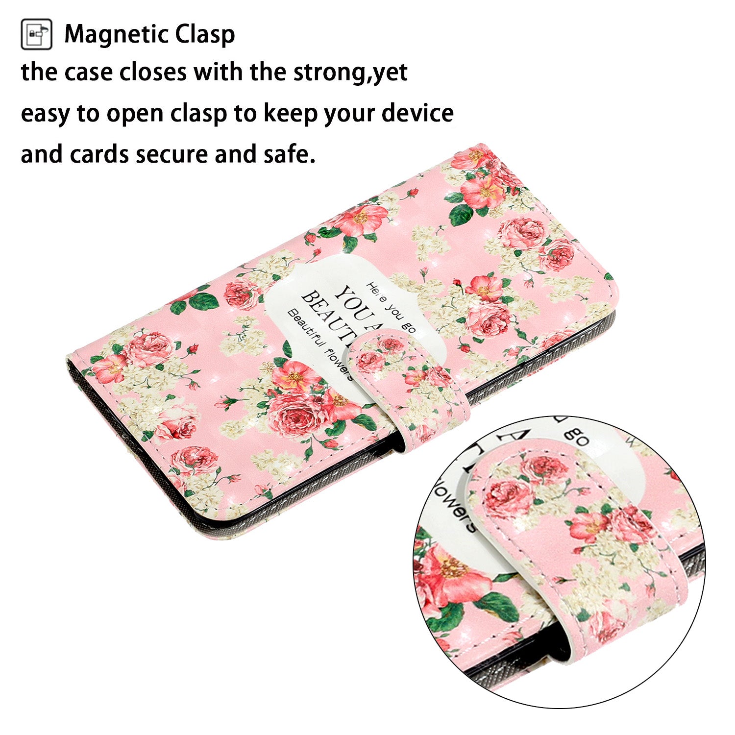 Light Spot Decor Patterned PU Leather Wallet Case Phone Shell for Samsung Galaxy S20 Plus/S20 Plus 5G - Beautiful Flower