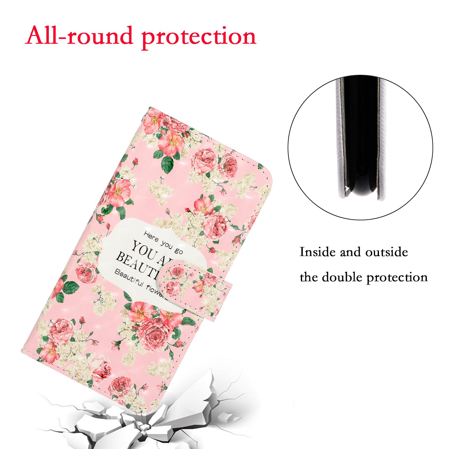 Light Spot Decor Patterned PU Leather Wallet Case Phone Shell for Samsung Galaxy S20 Plus/S20 Plus 5G - Beautiful Flower