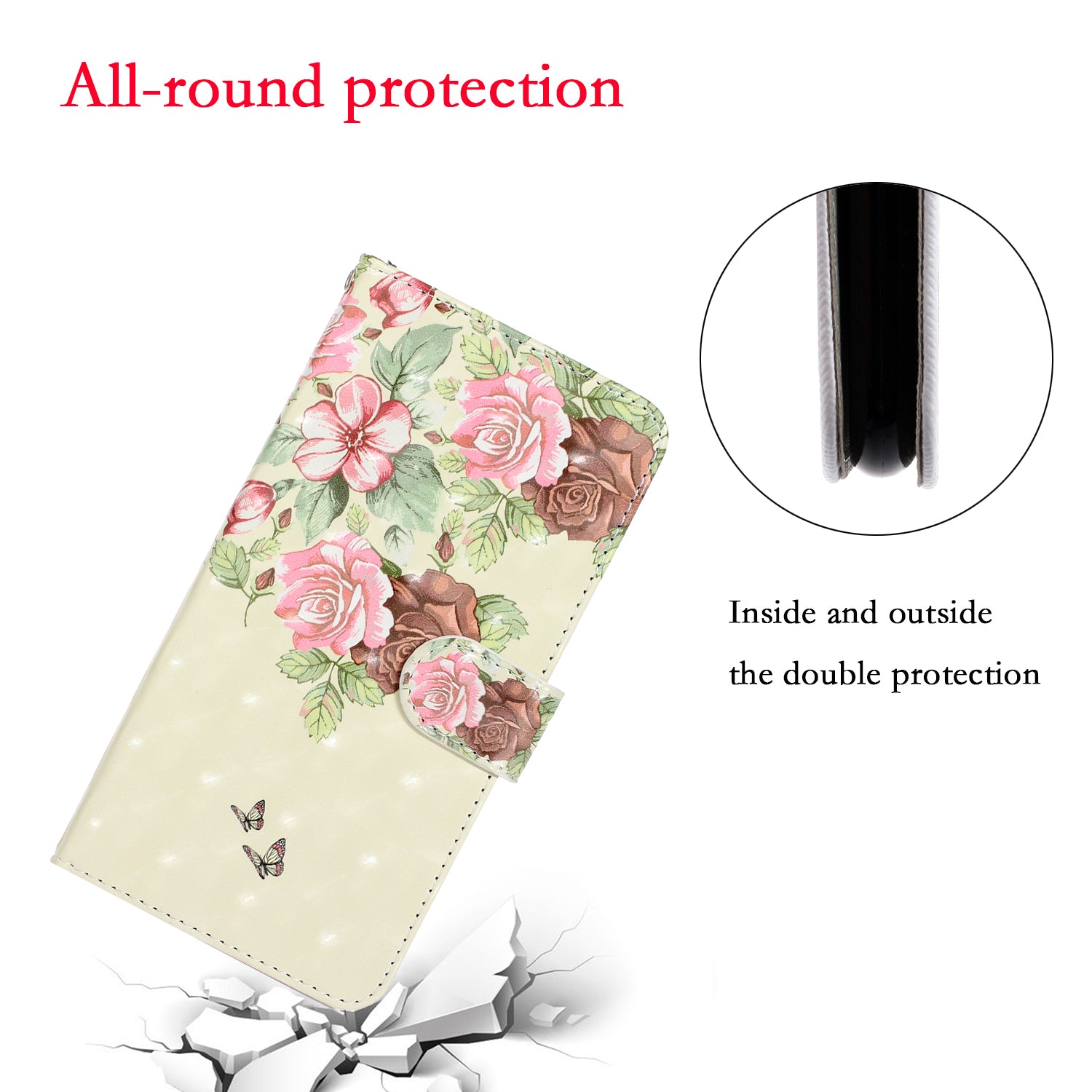 Light Spot Decor Patterned Leather Wallet Cover for Samsung Galaxy S20 4G/S20 5G - Pink Flower and Butterfly