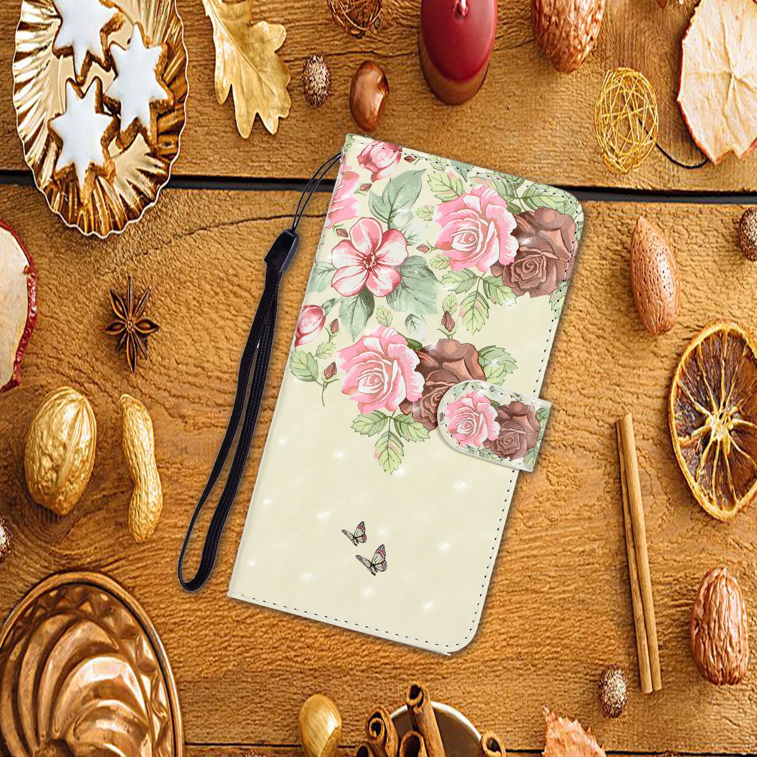 Light Spot Decor Patterned Leather Wallet Cover for Samsung Galaxy S20 4G/S20 5G - Pink Flower and Butterfly