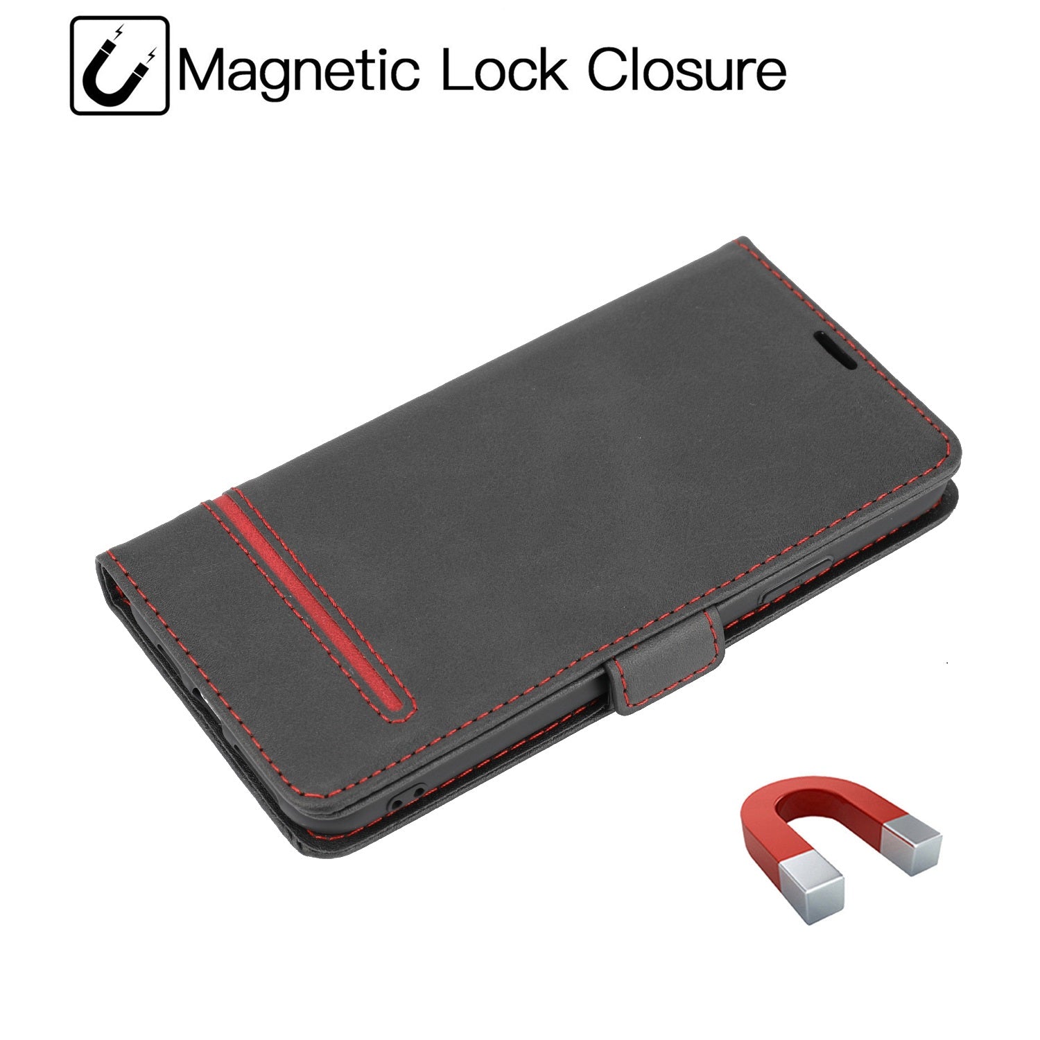 Magnetic Leather Protective Cover Wallet Shell for Samsung Galaxy S20 Plus - Black