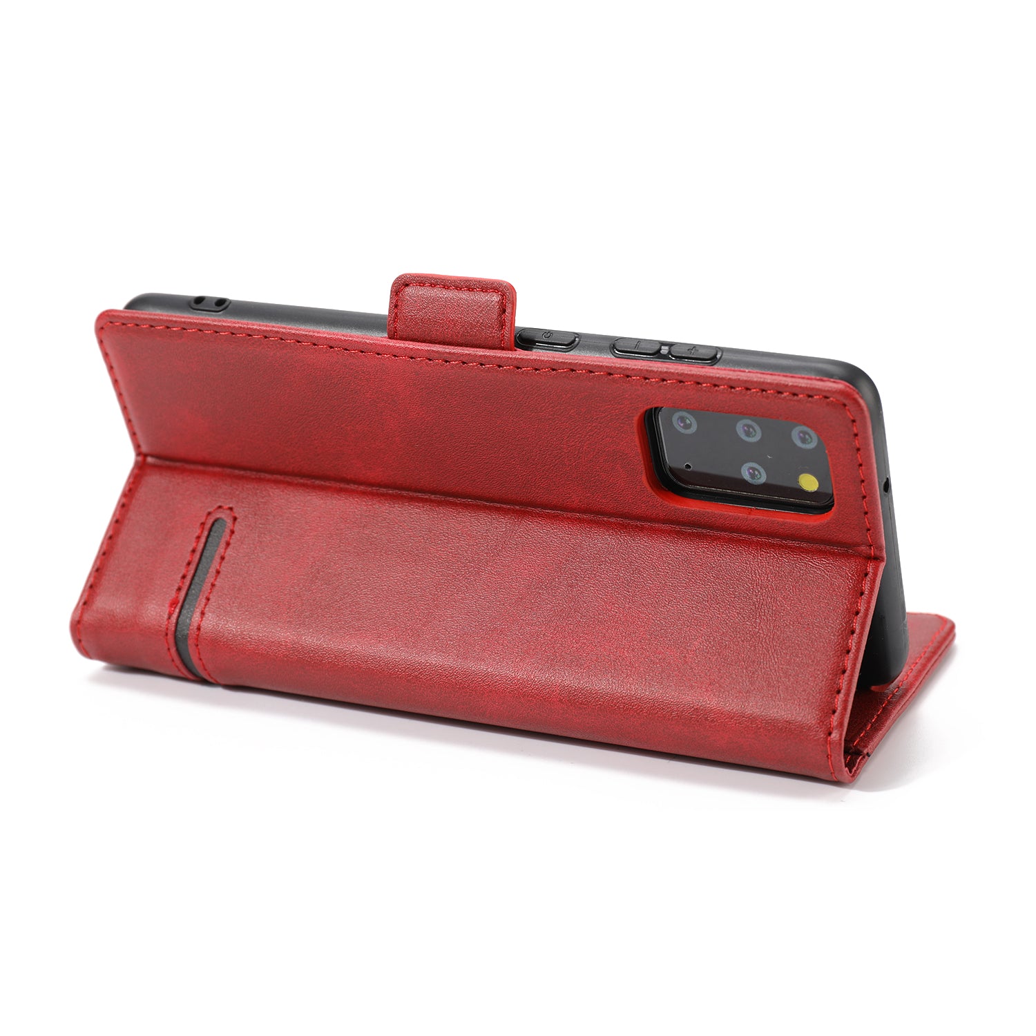 Magnetic Leather Protective Cover Wallet Shell for Samsung Galaxy S20 Plus - Red