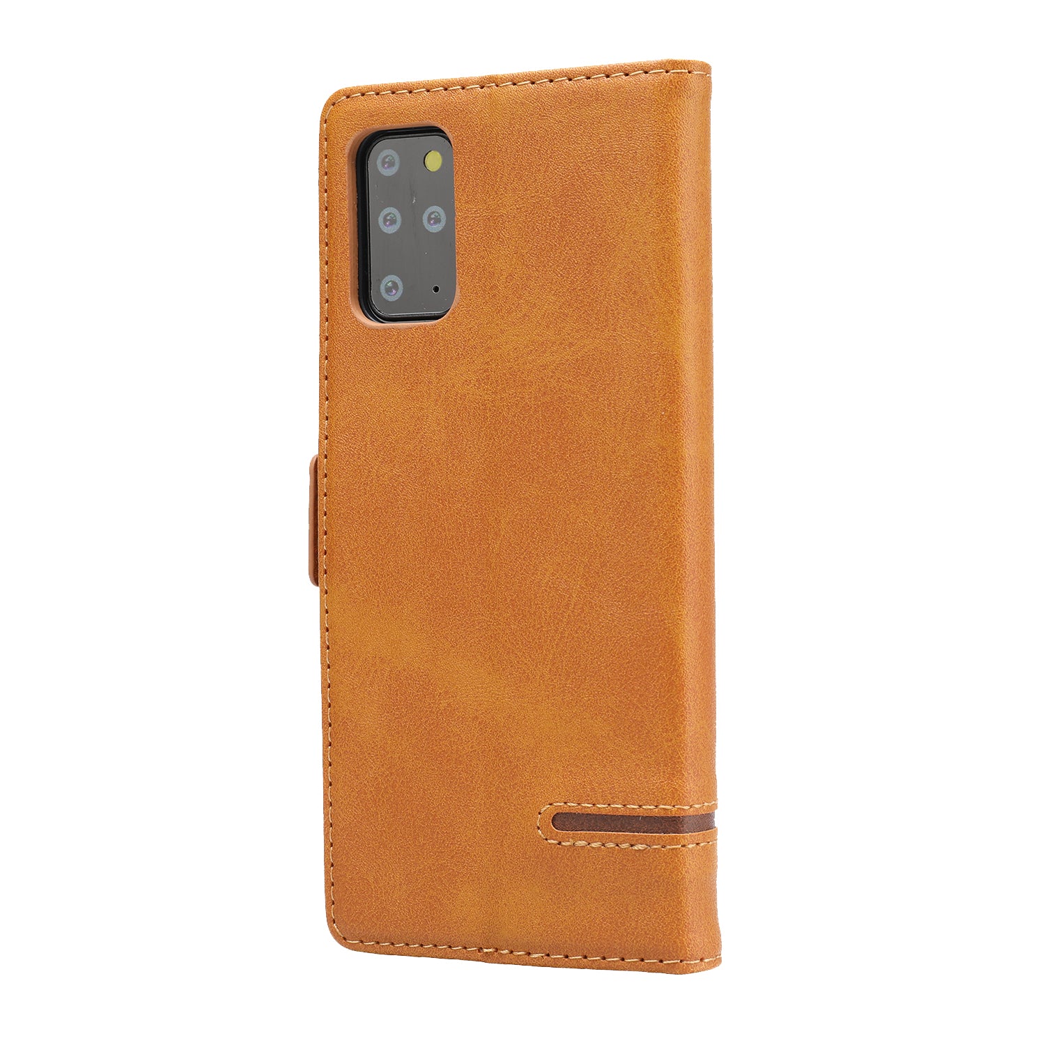 Magnetic Leather Protective Cover Wallet Shell for Samsung Galaxy S20 Plus - Brown