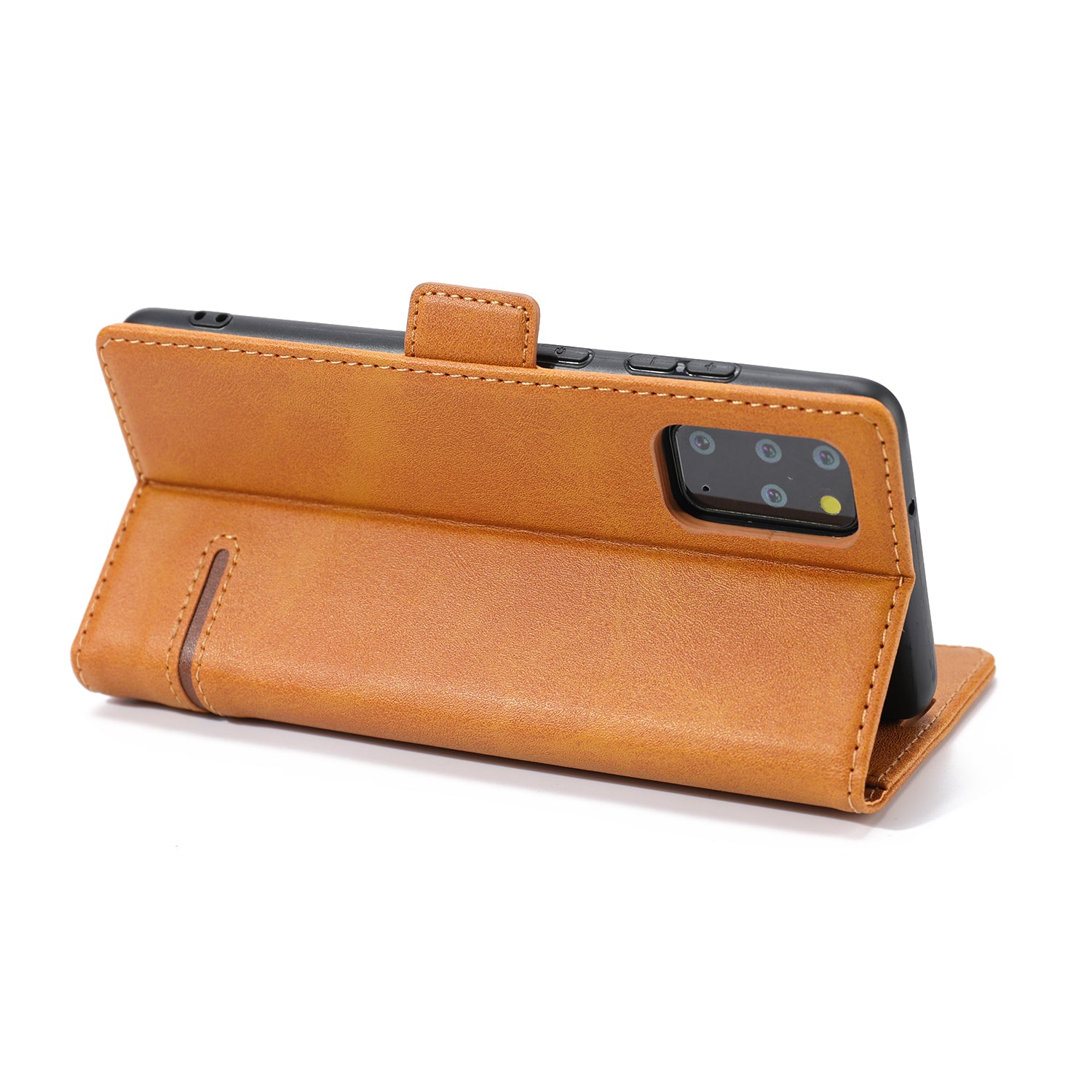 Magnetic Leather Protective Cover Wallet Shell for Samsung Galaxy S20 Plus - Brown