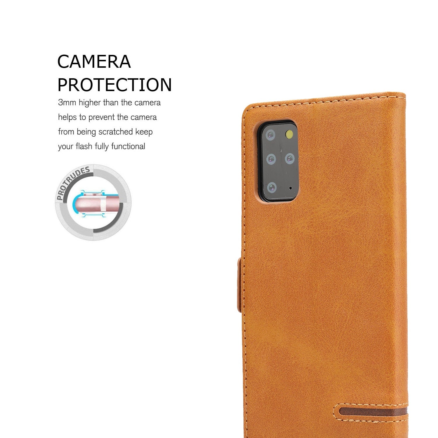 Magnetic Leather Protective Cover Wallet Shell for Samsung Galaxy S20 Plus - Brown