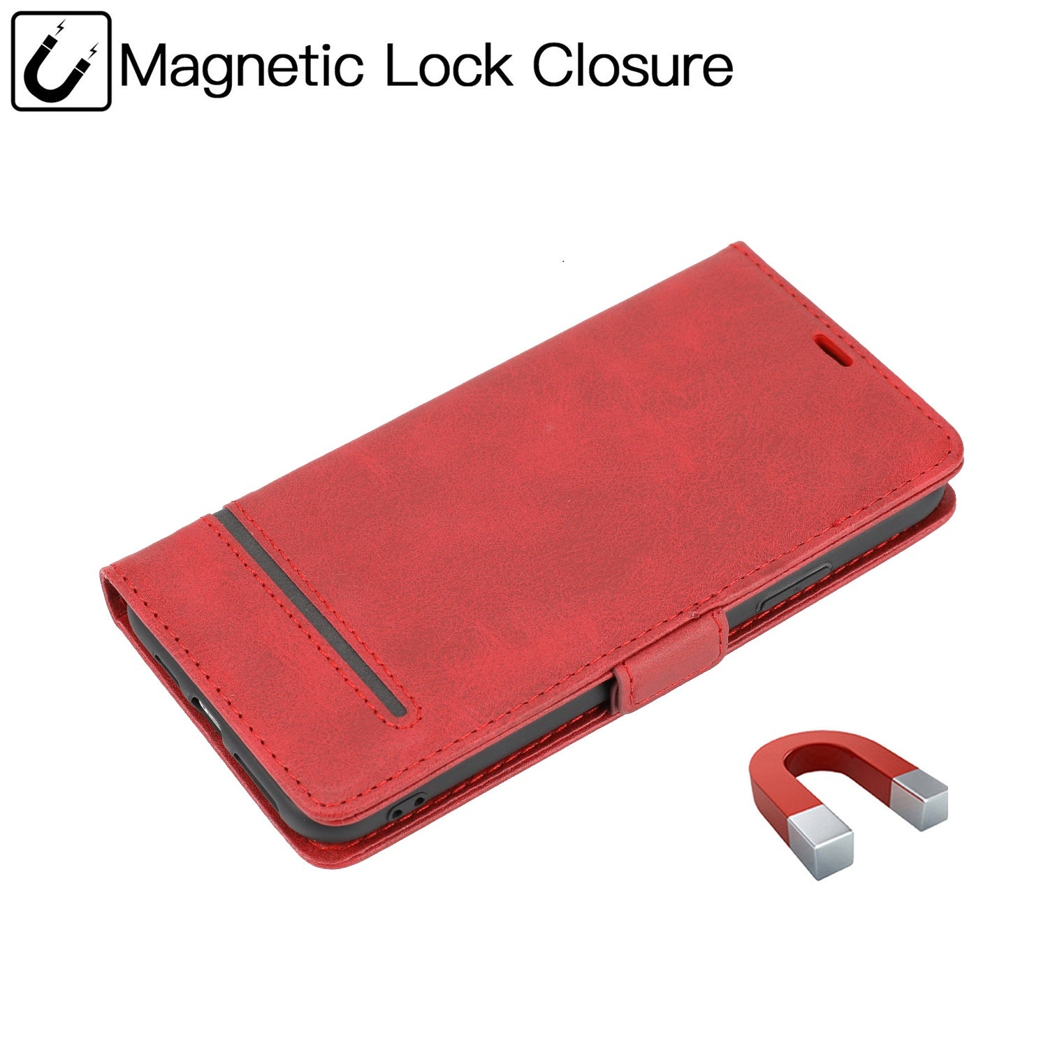 PU Leather Wallet Magnetic Mobile Phone Shell for Samsung Galaxy S20 Ultra - Red