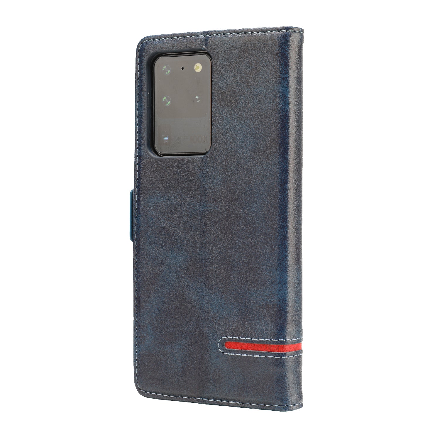 PU Leather Wallet Magnetic Mobile Phone Shell for Samsung Galaxy S20 Ultra - Blue