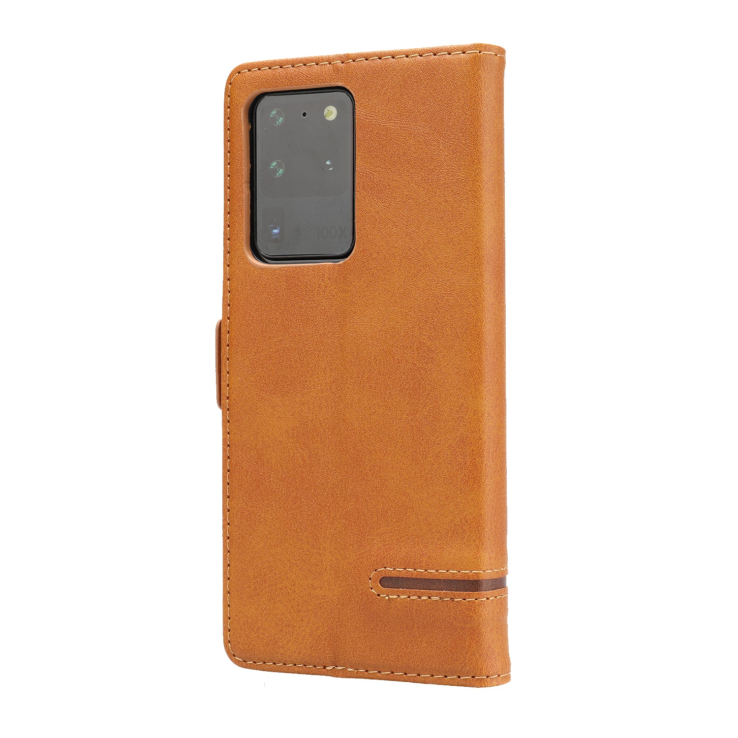 PU Leather Wallet Magnetic Mobile Phone Shell for Samsung Galaxy S20 Ultra - Brown