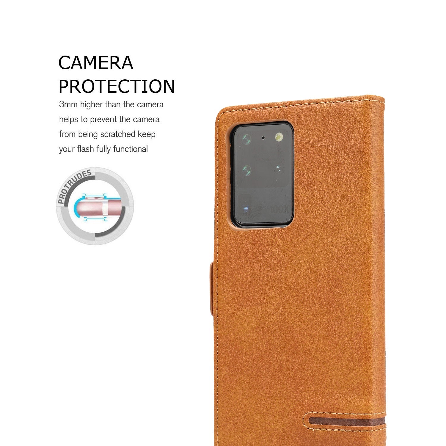 PU Leather Wallet Magnetic Mobile Phone Shell for Samsung Galaxy S20 Ultra - Brown