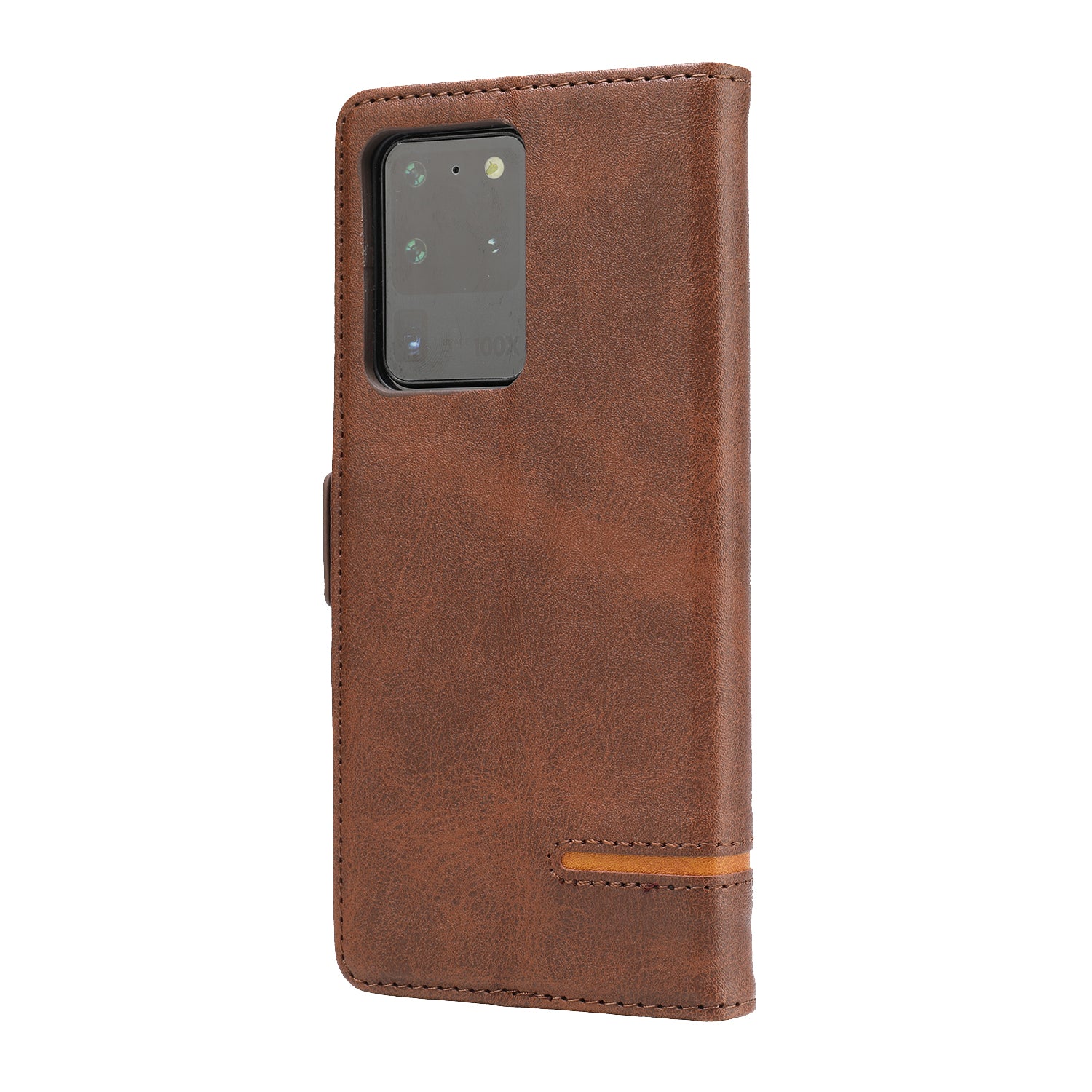 PU Leather Wallet Magnetic Mobile Phone Shell for Samsung Galaxy S20 Ultra - Coffee