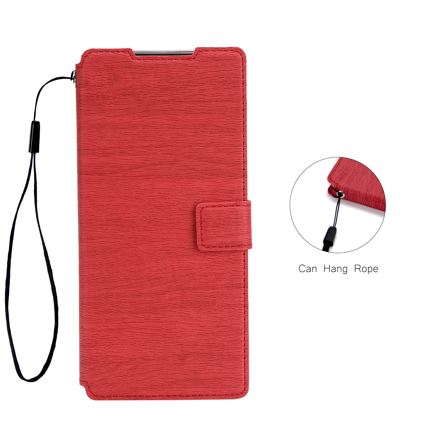 Wood Grain Leather Stand Card Slots Cell Phone Shell for Samsung Galaxy S20 Plus - Red