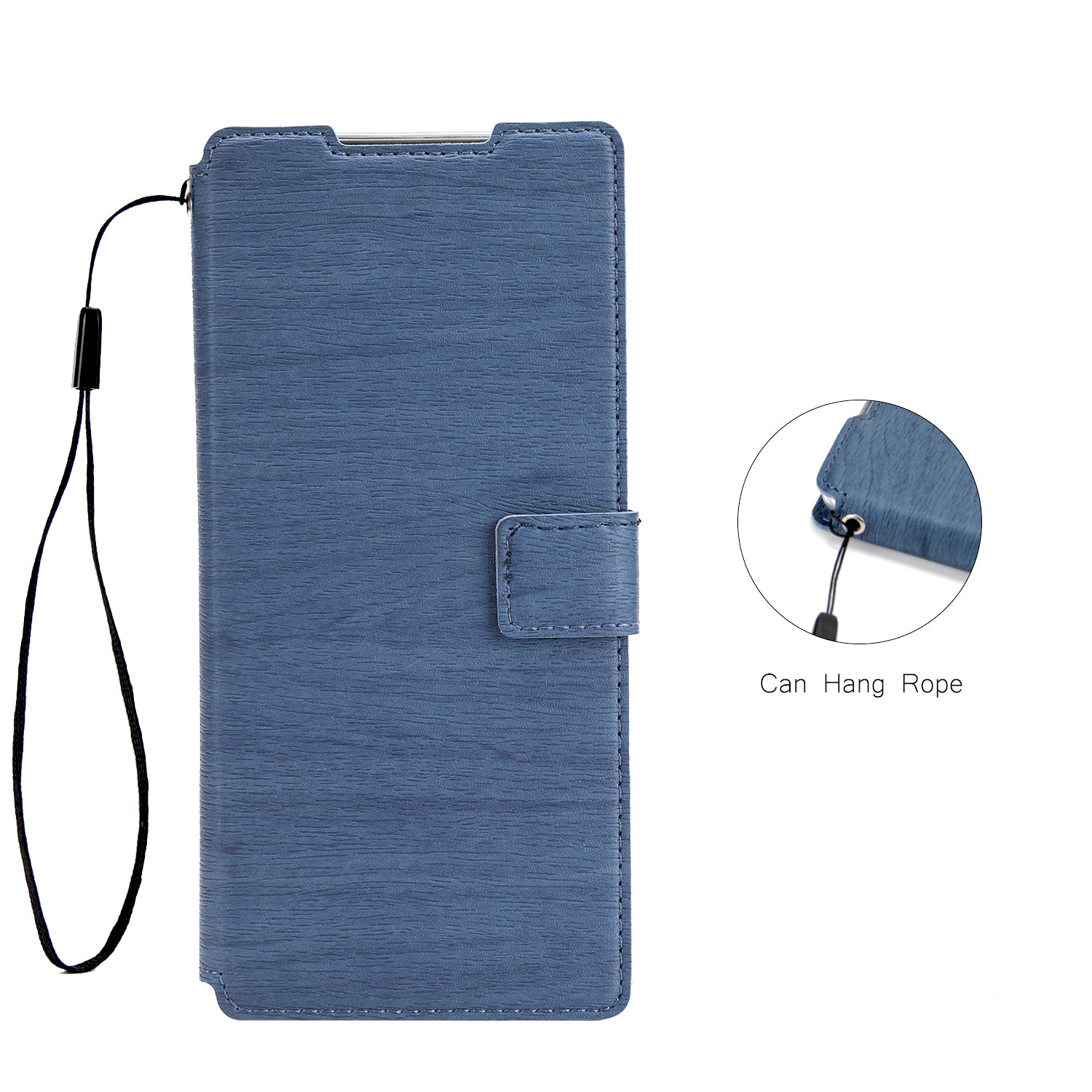 Wood Grain Leather Stand Card Slots Cell Phone Shell for Samsung Galaxy S20 Plus - Blue